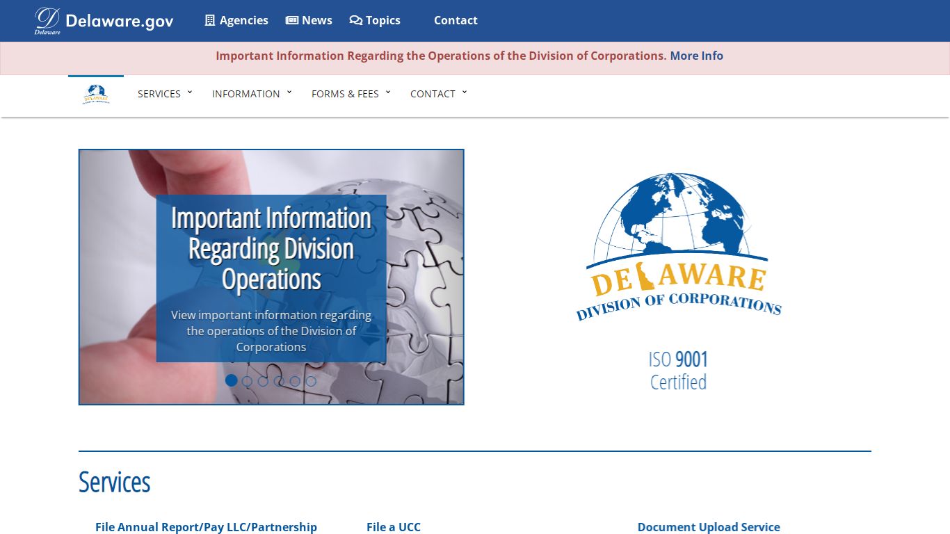 Division of Corporations - State of Delaware