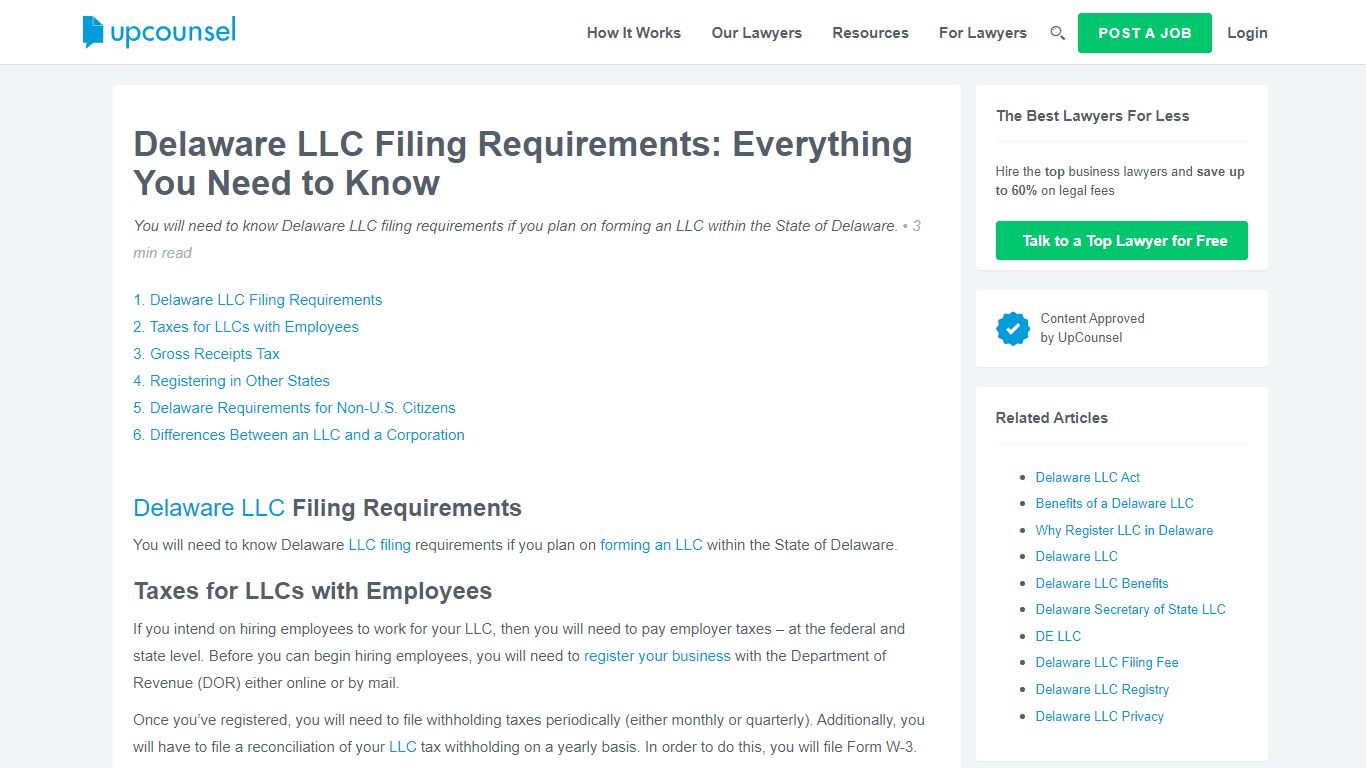 Delaware LLC Filing Requirements: Everything You Need to Know - UpCounsel